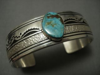 Stunning Vintage Navajo Green Royston Turquoise Sterling Silver Bracelet