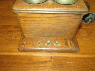 VINTAGE ANTIQUE KELLOGG OAK WALL PHONE 4