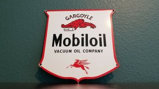 Vintage Mobil Oil Gasoline Porcelain Pegasus Gas Service Station Gargoyle Sign