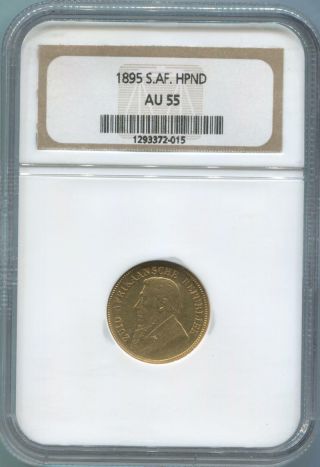 1895 South Africa 1/2 Pond,  Ngc Au55.  Extremely Rare In.