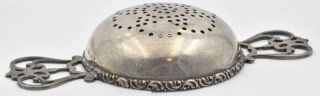 Antique Sterling Silver A Stowell Pierced handle Over Cup Tea Strainer No Mono 3