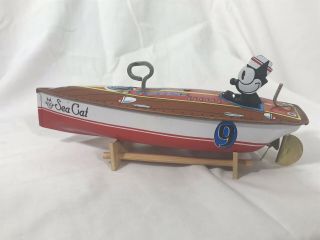 Vintage Schylling Collector Series Felix The Cat Wind Up Tin Litho Speed Boat 3