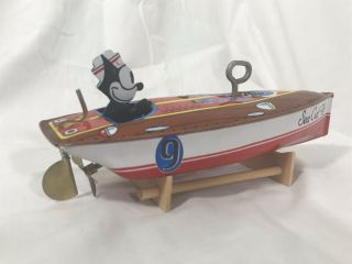 Vintage Schylling Collector Series Felix The Cat Wind Up Tin Litho Speed Boat 4
