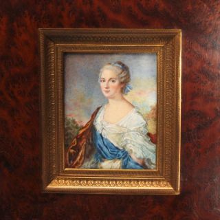 Antique Framed Portrait Of 18th C.  Female