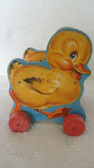 Vintage Fisher Price 51 Ducky Cart From " 1950 " Only Made 1 Year For Easter.