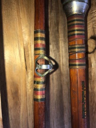 Vintage Horrocks Ibbotson Tonkin Bamboo 2 Piece Fishing Rod Wood Handle W/ Box