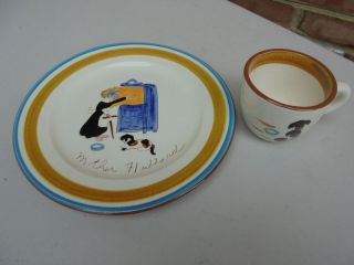 Scarce Vintage Stangl Pottery Old Mother Hubbard Plate & Cup