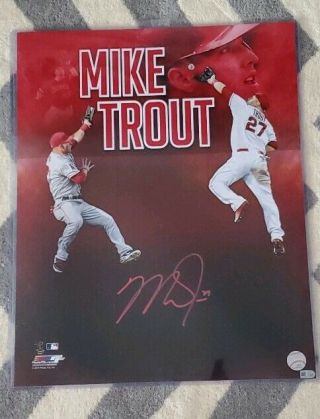 Mike Trout 16x20 Signed Autographed Photo Mlb Certification Rare Red Ink 1/1???