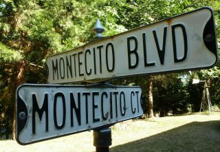 Rare Vintage Porcelain Street Corner Sign Montecito Blvd Ct
