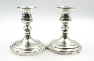 ANTIQUE S.  KIRK & SON STERLING SILVER CEMENT FILLED CANDLE STICKS 5953 3