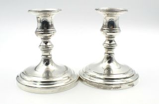ANTIQUE S.  KIRK & SON STERLING SILVER CEMENT FILLED CANDLE STICKS 5953 4