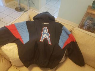 Vintage Houston Oilers Starter Size Large Insulated Pullover Jacket Black