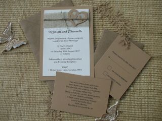 Personalised Rustic,  Vintage Wedding Invitation Package,  With Rsvp,  Money Poem