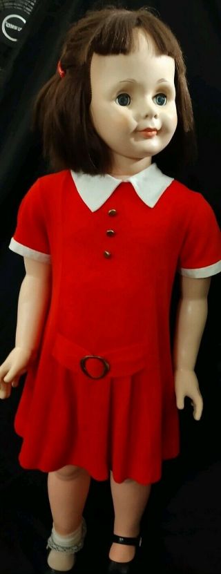 Vintage Patti Playpal Companion Doll 35 " Red Dress Shoes Patty Play Pal Sayco