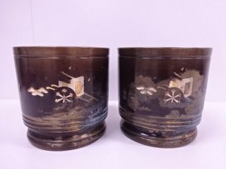 4175011: Japanese Tea Ceremony / Copper Brazier Set Of 2 / Inlay Royal Cart
