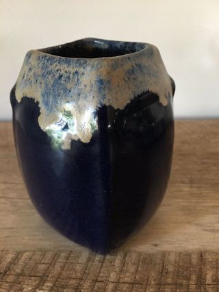 VINTAGE BURGEL CERAMICS POTTERY GERMAN DARK BLUE DRIP VASE BY CARL FISCHER 6