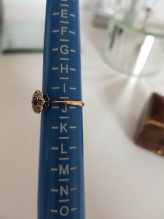 Antique Edwardian/ Art Deco Halo Ruby Paste Diamond Ring 6