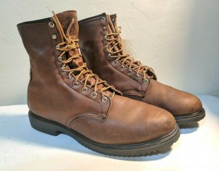Vtg 70s Mens Red Wing Brown Leather Work Boots 1212 Size 12 B Made In Usa