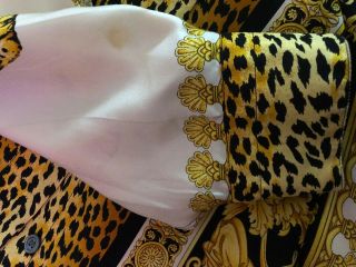 Rare Vtg Gianni Versace V2 Leopard Print Silk Shirt XL 12