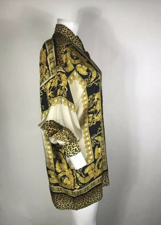 Rare Vtg Gianni Versace V2 Leopard Print Silk Shirt XL 4