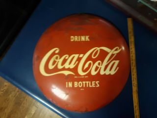 Antique Vintage Drink Coca Cola In Bottles 16 " Round Metal Button Sign - Nr