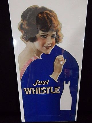 1920s Whistle Large Bottle Display Cardboard Cutout Store Display Rare Vintage