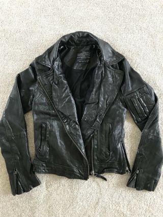 All Saints Women’s Black Vintage Leather Jacket Size 6