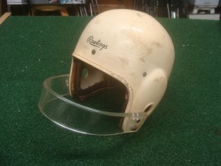 Vintage Rawlings Football Helmet With Acrylic Or Plastic Face Mask - Very Rare