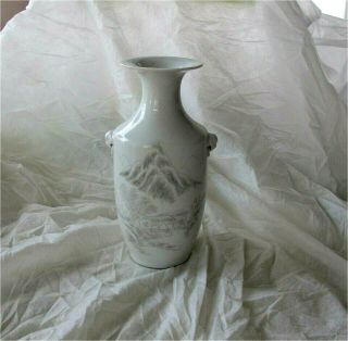 Antique Chinese Grizaille Landscape Vase Qing Dynasty 1880 