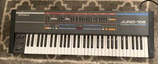 Vintage Roland Juno106 Keyboard Analog Synthesizer Audio Input Msq100 Sequencer