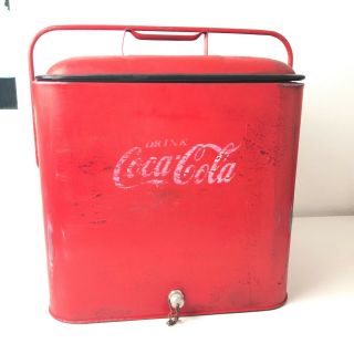 Vintage Coca Cola Red Cooler Ice Chest Pout Picnic 50s Rare Coke