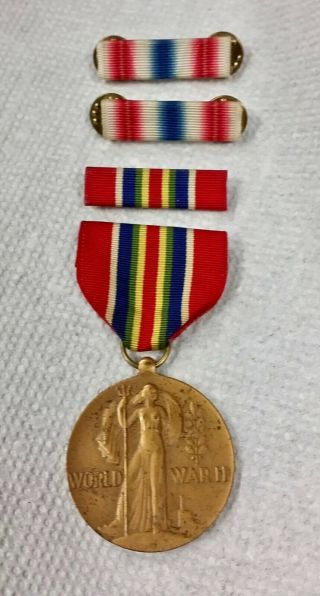 Vintage Merchant Marine World War Ii Victory Medal Set With Ribbons