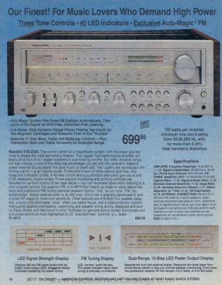 Vintage REALISTIC STA - 2300 Silver Face 120 Watt/Channel Monster Stereo Receiver 11