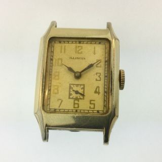 C.  1930s Vintage Illinois “andover” 10k Yellow Gold - Filled Art Deco Men’s Watch