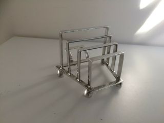 Vintage Art Deco Sterling Silver 3 Slice Toast Rack. 4