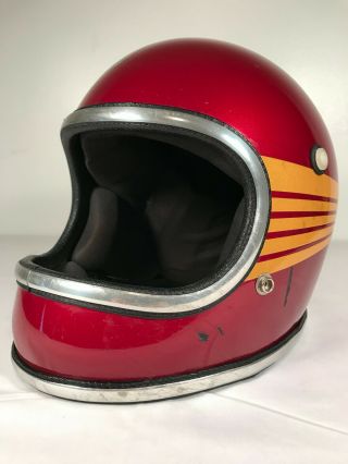 Vintage Arthur Fulmer Falcon Af - 50 Meduim Full Face Red Motorcycle Helmet Wings