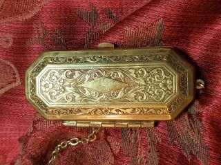 Antique Ornate Metal 3 Coin Holder.  German Silver.  One Of A Kind 3