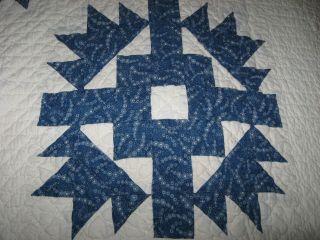 Vintage Homemade Blue and White Patchwork Quilt 90 