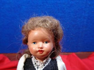 Vintage Wind Up German Toy Celluloid Plastic Doll & Key