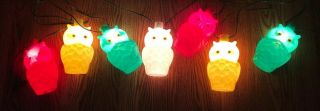 Retro Vintage Owl Party Lites String 7 Camping Rv Patio Blow Mold Lights