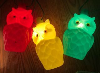 RETRO Vintage OWL Party Lites String 7 Camping Rv Patio Blow Mold Lights 3