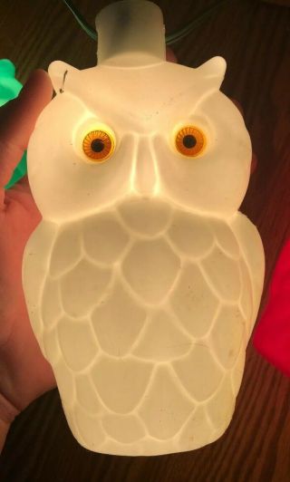 RETRO Vintage OWL Party Lites String 7 Camping Rv Patio Blow Mold Lights 4
