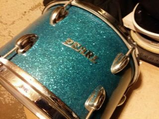 Vintage 1960s 70s Pearl 13 X 9 Tom Made In Japan Light Blue Sparkle Wood Shell