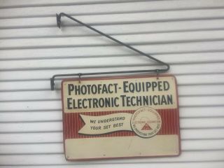 Vintage Electronic Technician 2 Sided 27x19 " Metal Sign W/ Bracket