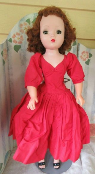Vintage Madame Alexander 20 " Cissy Doll Redhead In Red Dress/shoes