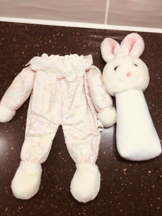 VTG EDEN Bunny Rabbit Floral Body Lace Collar Floppy Stuffed Plush 3