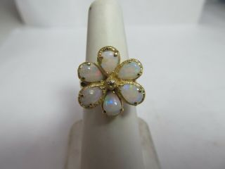 Vintage 14k Solid Gold Ring With Colorful Australian Natural Opals 1.  50 Cts T.  W.