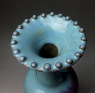 Rare Chinese porcelain Jun kiln red & blue glaze tiger head vase 6