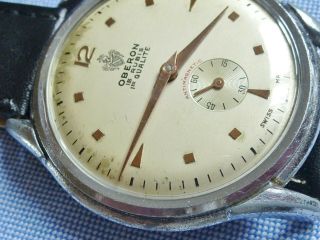 Very Stylish Vintage Gents Oberon 1940s Wrist Watch,  Swiss Made,  Fully Serviced 3