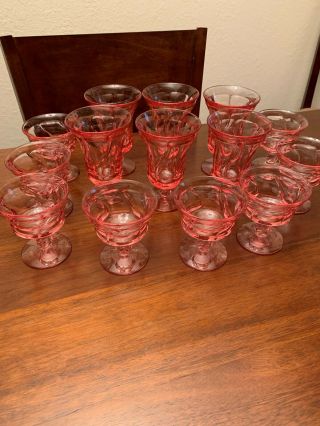 (14) Vintage Fostoria Glass Jamestown Swirl Pink